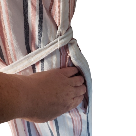 LIZ Claiborne Sleeveless Striped Linen Organic City Resort Beach Dress - Women's - Picture 4 of 7